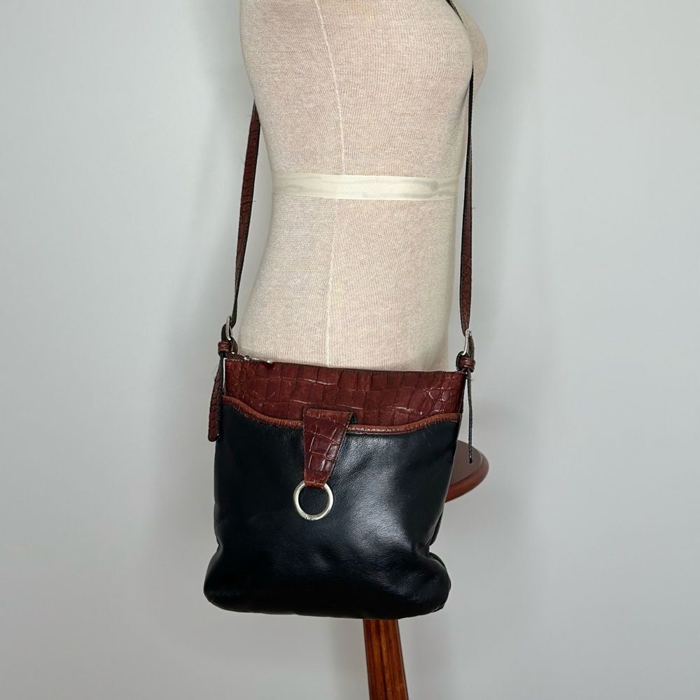 Jack Georges Voyager Crossbody Leather Croc Bag
